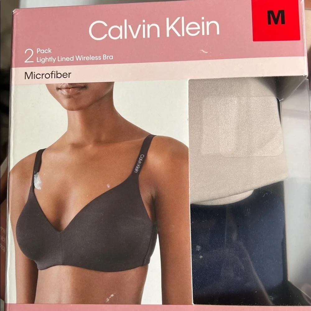 Open box Calvin Klein 2‎ pack wireless bra navy cream